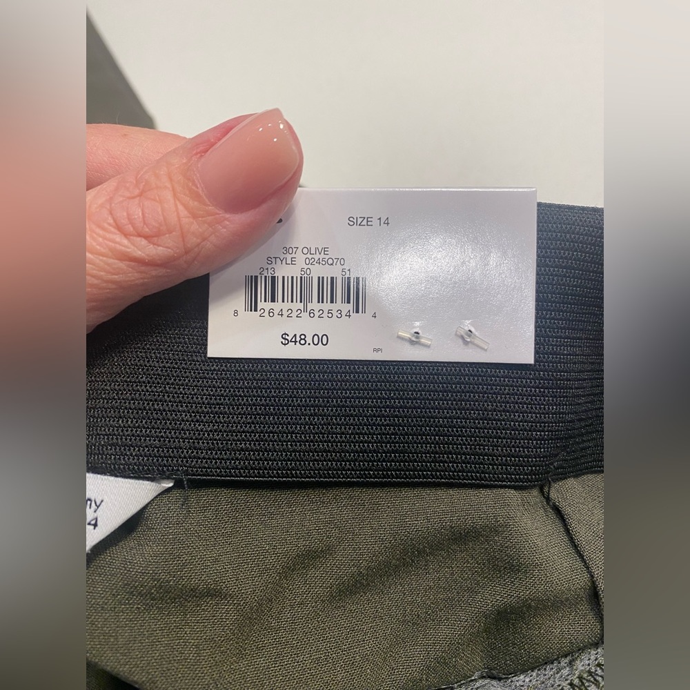 NWT- Nine West Side Zip High-Waisted Skinny Ankle Pants
14, color: Olive Landis - Picture 4 of 4